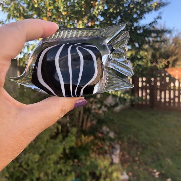 Glass Angel Fishes Lot of Two Blue & Black - Picture 2 of 10